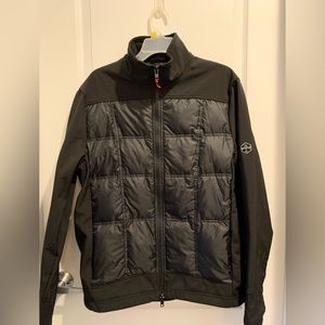 Khombu Men Large Black Jacket Down Filled Zipper Pockets Puffer Coat Casual Warm